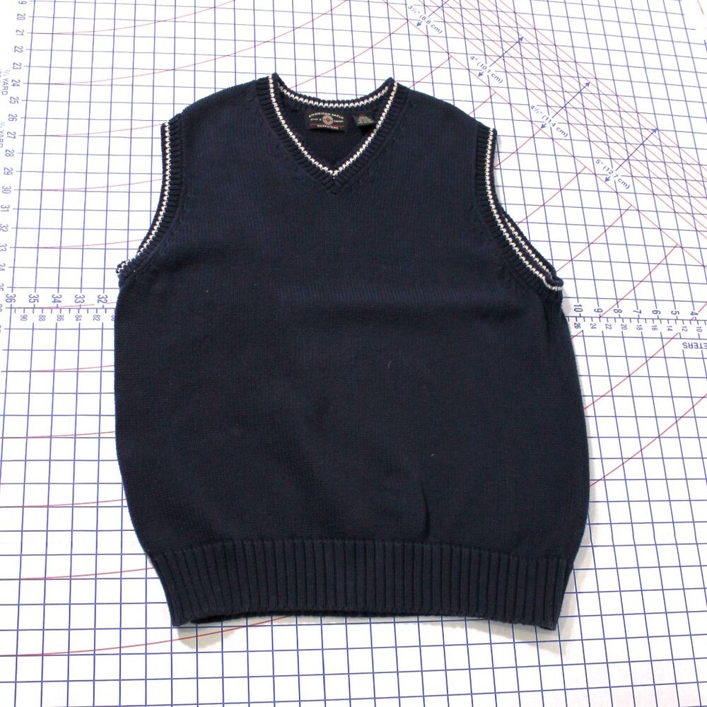 American Eagle Outfitters Navy Blue Cotton Men's Sweater Vest, Large